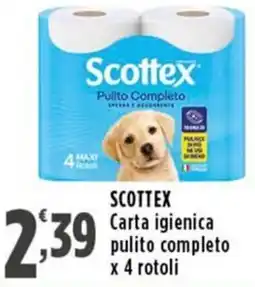 Rossotono Carrefour Scottex carta igienica pulito completo x 4 rotoli offerta