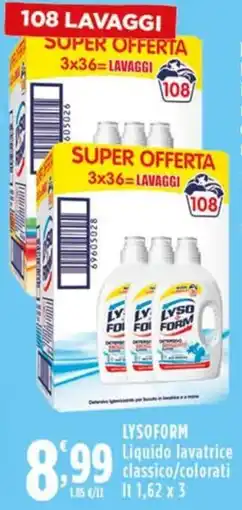 Rossotono Carrefour Lysoform liquido lavatrice offerta