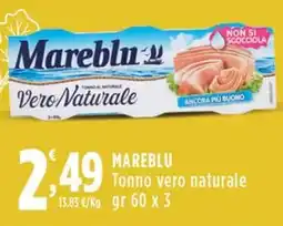 Rossotono Carrefour Mareblu tonno vero naturale offerta