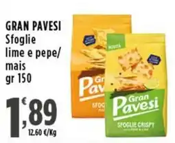 Rossotono Carrefour Gran pavesi sfoglie lime e pepe/ mais offerta