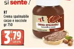 Rossotono Carrefour RT Crema spalmabile cacao e nocciole offerta