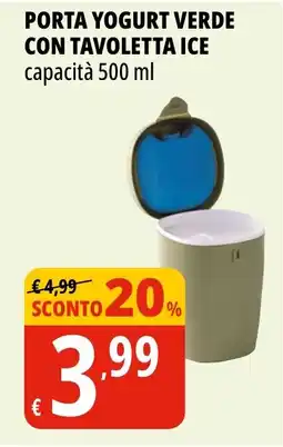 Tigros PORTA YOGURT VERDE CON TAVOLETTA ICE offerta