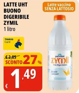 Tigros Latte vaccino Zymil senza lattosio offerta