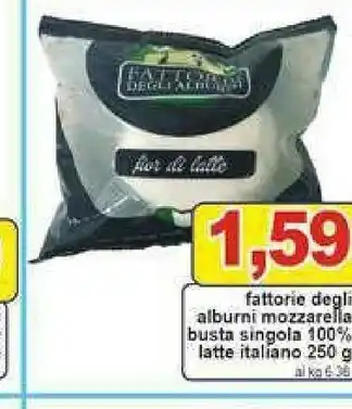 Pewex Fattorie degli alburni mozzarella busta singola 100% latte italiano offerta
