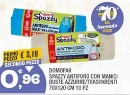 Splendidi e Splendenti Domopak spazzy antiforo con manici buste azzurre/trasparenti offerta