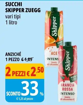Tigros Succhi Skipper Zuegg offerta