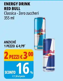 Tigros Energy drink red bull classica, zero zuccheri offerta