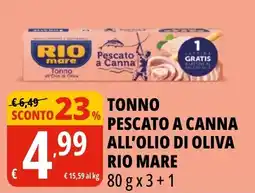 Tigros Tonno Pescato a Canna all'Olio di Oliva Rio Mare offerta