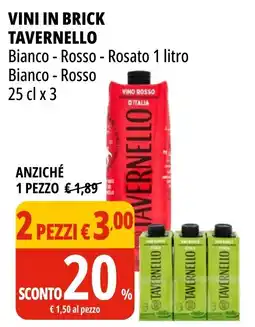 Tigros Vini in brick Tavernello offerta