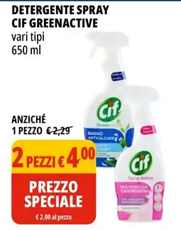 Tigros Detergente spray Cif Greenactive offerta