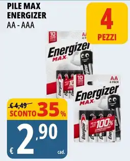 Tigros Pile Max Energizer AA - AAA offerta