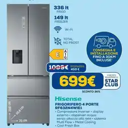 DIMOStore Hisense frigorifero 4 porte RF632N4WIE1 offerta