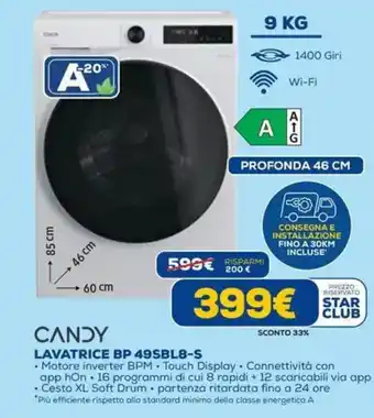 Candy lavatrice BP 49SBL8-S