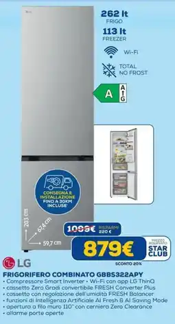 DIMOStore LG frigorifero combinato GBBS322APY offerta