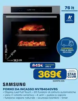 DIMOStore Samsung forno da incasso NV7B4040VBS offerta