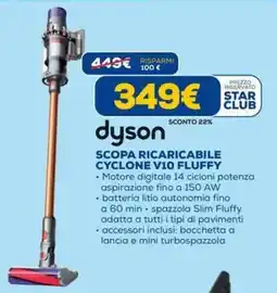 DIMOStore Dyson scopa ricaricabile cyclone V10 fluffy offerta