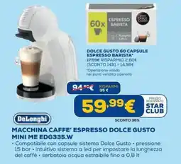 DIMOStore Delonghi macchina caffe' espresso dolce gusto mini me EDG335.W offerta
