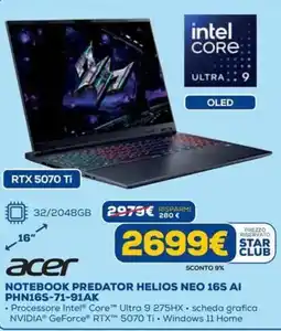 DIMOStore Acer notebook predator helios NEO 16S AI PHN16S-71-91AK offerta