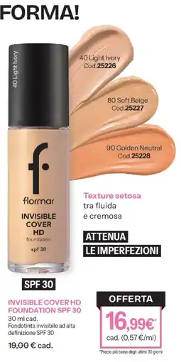 Stanhome flormar INVISIBLE COVER HD foundation offerta