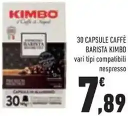 Conad 30 capsule caffè barista Kimbo offerta