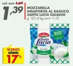 Italmark Mozzarella insaporita al basilico Santa Lucia Galbani offerta