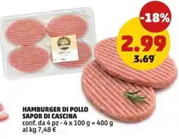 PENNY HAMBURGER DI POLLO SAPOR DI CASCINA offerta
