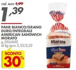 Italmark Pane bianco/grano duro/integrale American sandwich Morato offerta