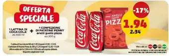 PENNY Coca-Cola + Patatine Penny anelli gusto pizza offerta