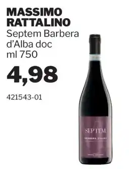 GrosMarket MASSIMO RATTALINO Septem Barbera d'Alba doc offerta
