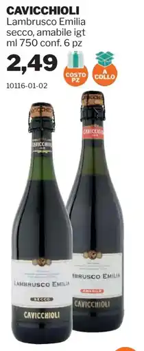 GrosMarket Lambrusco Emilia secco, amabile igt CAVICCHIOLI offerta