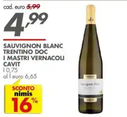 Italmark Sauvignon Blanc I Mastri Vernacoli Cavit offerta