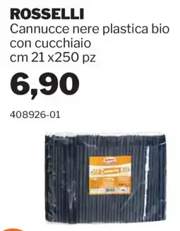 GrosMarket ROSSSELLI Cannucce nere plastica bio con cucchio offerta