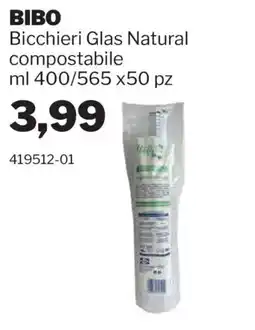 GrosMarket BIBO Bicchieri Glas Natural compostabile offerta