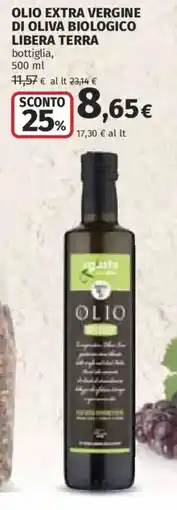 Ipercoop OLIO EXTRA VERGINE DI OLIVA BIOLOGICO LIBERA TERRA offerta