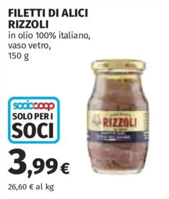 Ipercoop Filetti di alici Rizzoli offerta