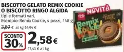 Ipercoop Biscotto gelato remix cookie o biscotto ringo algida offerta