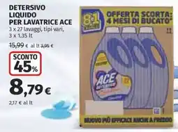 Ipercoop Detersivo liquido per lavatrice ACE offerta