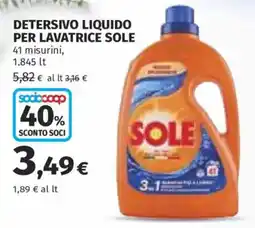 Ipercoop Detersivo liquido per lavatrice Sole offerta