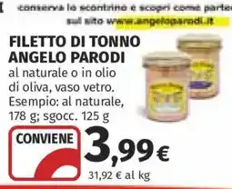 Ipercoop Filetto di tonno Angelo Parodi offerta
