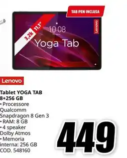 MediaWorld Lenovo Tablet YOGA TAB offerta