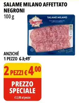 Tigros Salame Milano affettato Negroni offerta