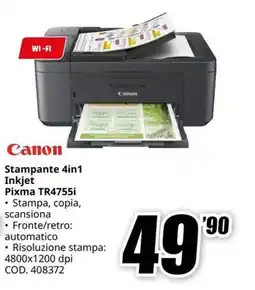 MediaWorld Canon Stampante 4in1 Inkjet Pixma TR4755i offerta