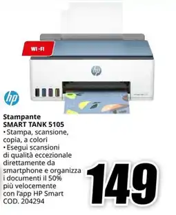MediaWorld hp Stampante SMART TANK 5105 offerta