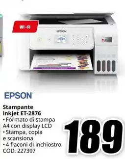 MediaWorld EPSON Stampante inkjet ET-2876 offerta