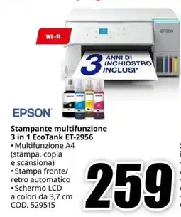 MediaWorld EPSON Stampante multifunzione 3 in 1 EcoTank ET-2956 offerta