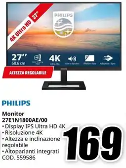 MediaWorld Philips Monitor 27E1N1800AE/00 offerta