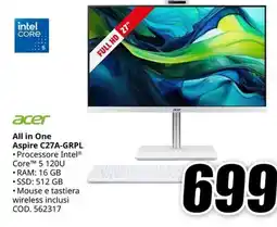 MediaWorld Acer All in One Aspire C27A-GRPL offerta