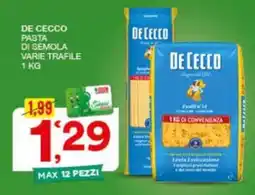 Quick Sisa DE CECCO PASTA DI SEMOLA VARIE TRAFILE offerta