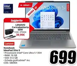 MediaWorld Lenovo Notebook IdeaPad Slim 5 offerta