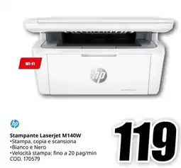 MediaWorld hp Stampante Laserjet M140W offerta